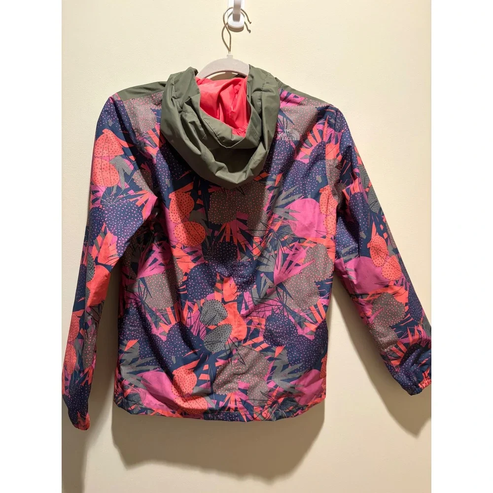 The North Face Girls Resolve Reflective Jacket Floral Pink Green Size L 14/16